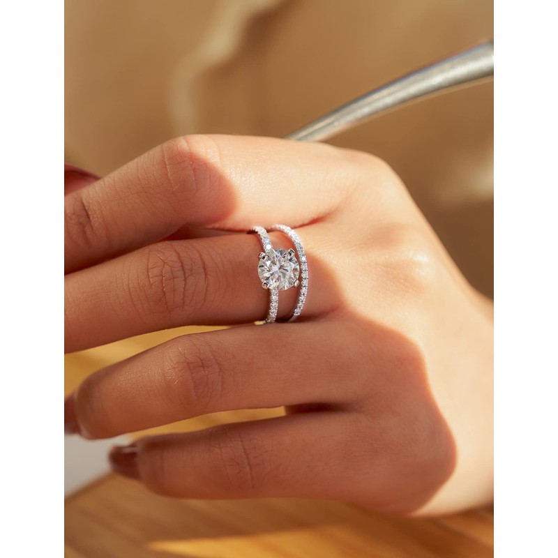 IMOLOVE Moissanite Engagement Ring for Women, Moissanite Wedding band for