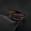 Veshon Mens Cuff Cross Bracelet Multi-Layer Braided Leather Cross Bracelet