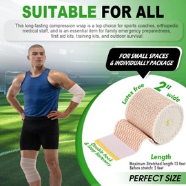 Elastic Bandage Wrap 2” Wide, 4 Pack | High-Performance Compression Bandage Wrap | Reusable | Excellent Elasticity for Legs, Ankle, Knee, Tummy, Body, Wrist | Sports & Outdoors (4 Pack)