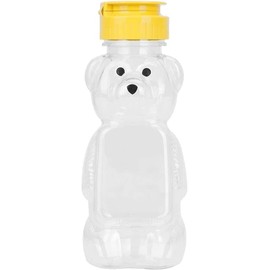 KAYNO 8Oz Plastic Bear Honey Bottle Jars, Empty Honey Squeeze Bottle with Flip-top Lid for Storing and Dispensing, Yellow Flap Caps Garlic Presses for Storing and Dispensing Leak Proof Flip-Top Caps