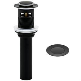 Matte Black Bathroom Sink Drain Stopper Push Pop Up Drain Assembly with Overflow by Yodel Faucet - Included detachable Hair Catcher Strainer Basket