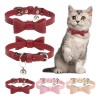 Collar Cuero Gato Con Campana Hebilla Seguridad Ajustable