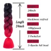 AFNOTE Ombre Red Braiding Hair Extensions 24 Inch 3 Packs