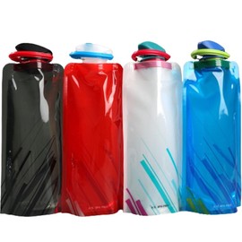 YUEYEHONGDYAIP Collapsible Foldable Water Bottle Set of 4 Flexible Water Bottle 700ml for Outdoor Sports Hiking Travel Cycling (Blue White Red Black)