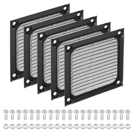 PATIKIL 84mm Computer Fan Filter Grill with Screws, 5 Pack Aluminum Frame with Stainless Steel Mesh Dustproof Case Cover for Computer, Ventilator, Black