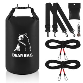 10L Bear Bags for Food Backpacking, Waterproof Bear Bag Hanging Kit, Black