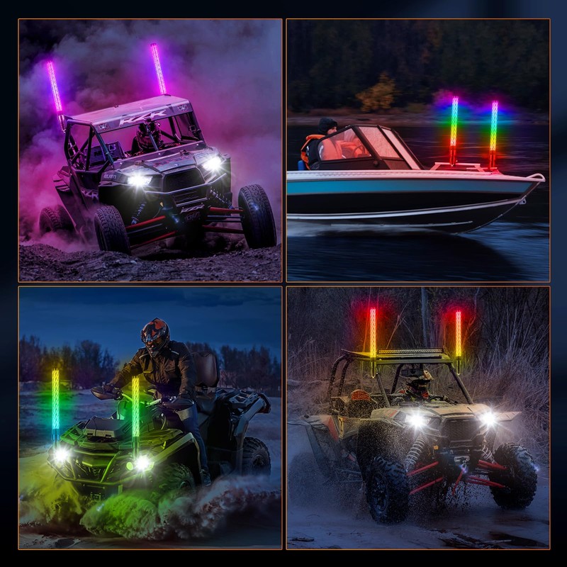 Ehaho 3FT Fat Whip Lights for UTV ATV with Spring