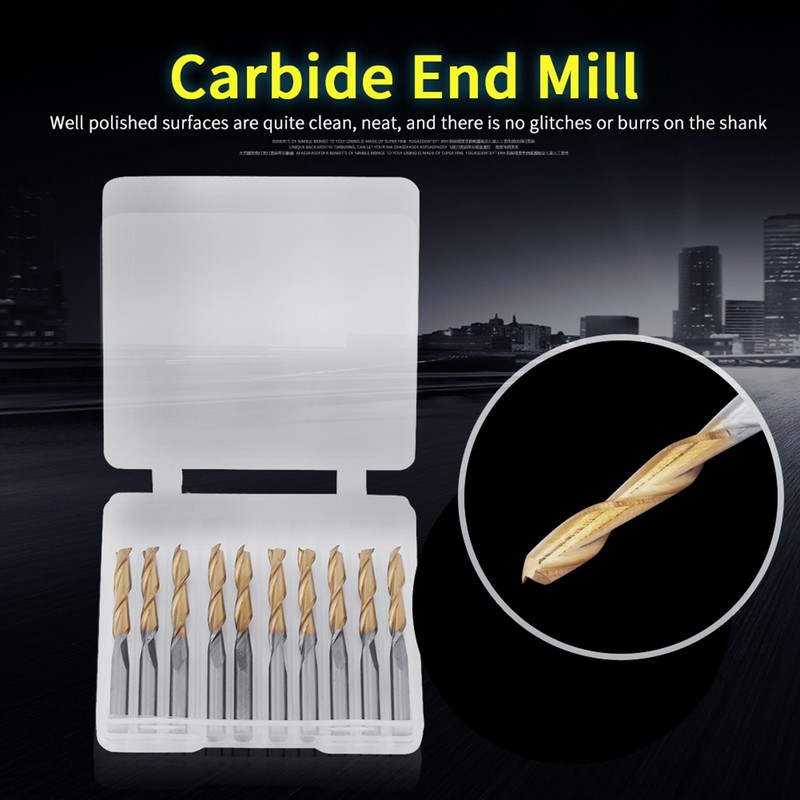 Titanium Coated 2-flute End Mill Milliling Cutter 3.175mm Shank 3.175mm