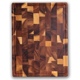 Wood Cutting Board for Kitchen,Walnut Chopping Board with Gift Box,Butcher Block Cutting Board with Juice Grooves & Handles,17"x13"x1"
