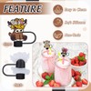 Whaline 9Pcs Acrylic Straw Covers Highland Cow Reusable Straw Topper