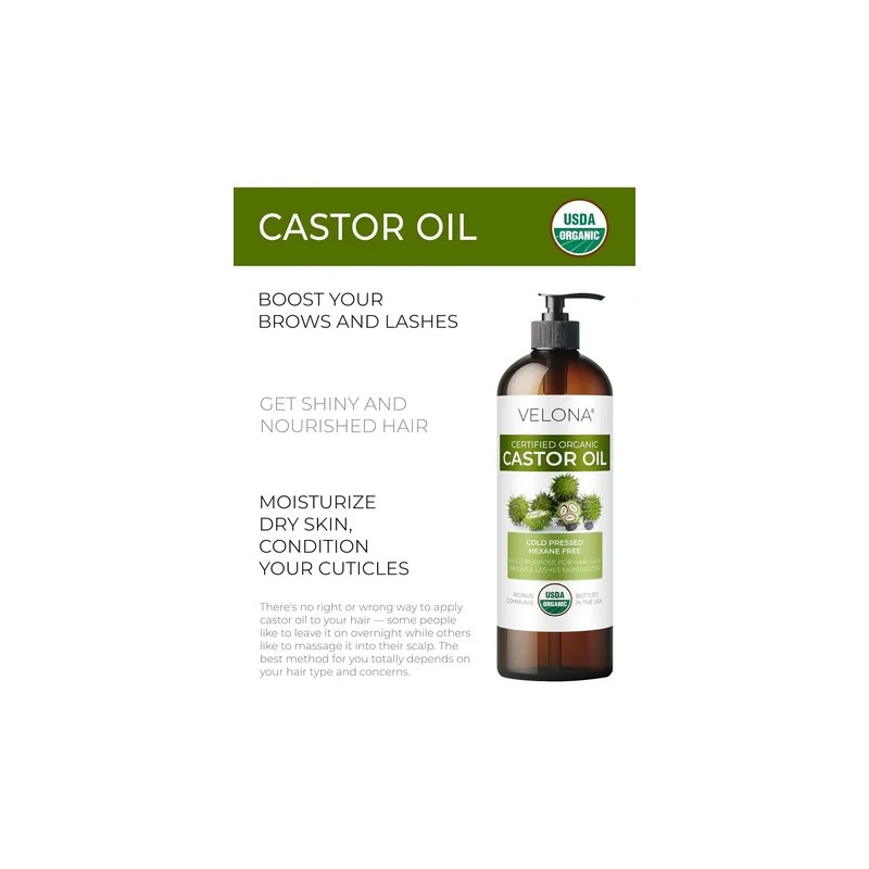 Aceite De Ricino Orgánico Certificado Usda, Cabello- Velona