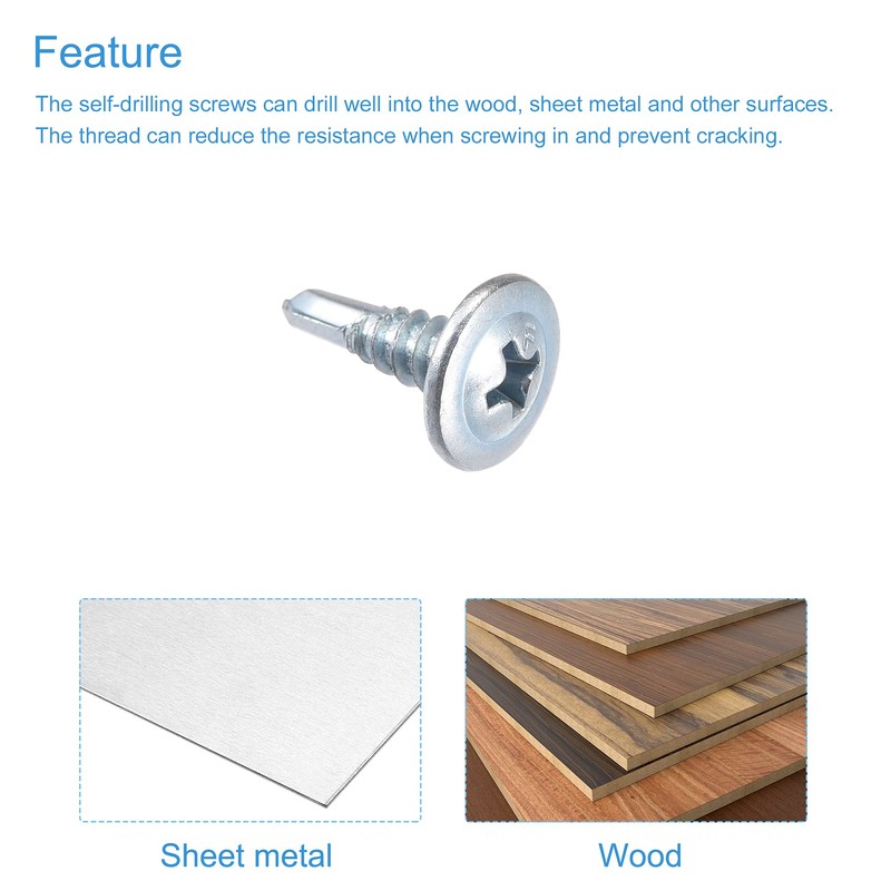 sourcing map Phillips Head Self Tapping Screws, #8 x 1/2"