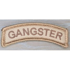 GANGSTER NAME TAG ROCKER ARC TAB HOOK DESERT TACTICAL PATCH