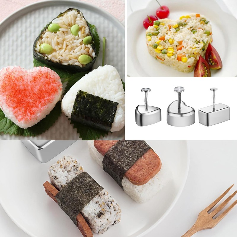 Lyfengdeam Onigiri Mold Stainless Steel, Musubi Mold Rice Mold Kit,