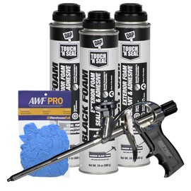 DAP Touch N Seal Black Spray Foam Sealant for RV, Pond, Waterfall & Landscape - UV Resistant, Class A Fire Rated, Waterproof, Polyurethane Adhesive with AWF PRO Gloves and Foam Gun (Pack of 3)