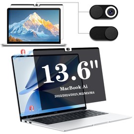 Blickschutzfilter MacBook Air 13,6 Zoll (2022-2025,M2 M3 M4), Abnehmbar Anti Glare Blaulicht Laptop Blickschutzfolie Mac Privacy Screen Blickschutzfolie Sichtschutz