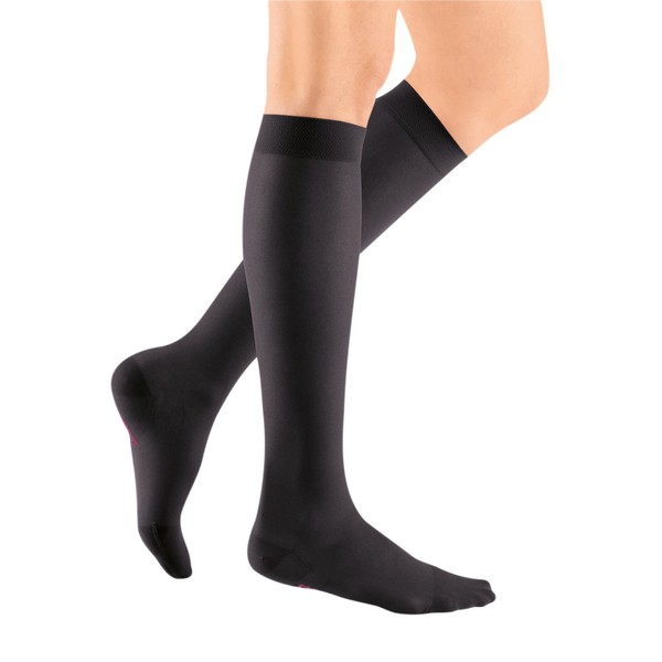 mediven sheer & soft for Women, 8-15 mmHg Calf High Closed Toe Compression Stockings, Ebony, Small-Standard