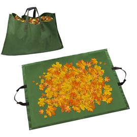 Leaf Bag for Collecting Leaves Reusable Garden Yard Waterproof 2 IN 1 Waste Bags Leaf Tarp Trash Canvas Heavy Duty Storage Lawn Container Collapsible with Handle (Bag-2)