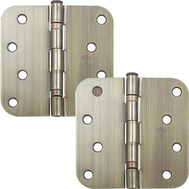 Stone Harbor Hardware 4" Ball-Bearing Door Hinges, 5/8" Radius Corner, Antique Brass, 2-Pack