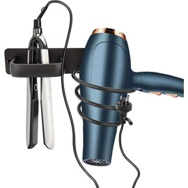 Fanceey Aluminum Hair Dryer Holder Wall Mounted,Bathroom Hair Tool Organizer, Flat Iron,Curling Wand,Hair Straightener Blow Dryer Holder Rack (Black)