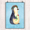 Mr. & Mrs. Panda Poster DIN A3 Penguin Flower Wreath