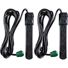 GoGreen Power Inc. (G-16106MSBK-2) 6 Outlet Surge Protector, 6FT Cord, Black, 2 Pack