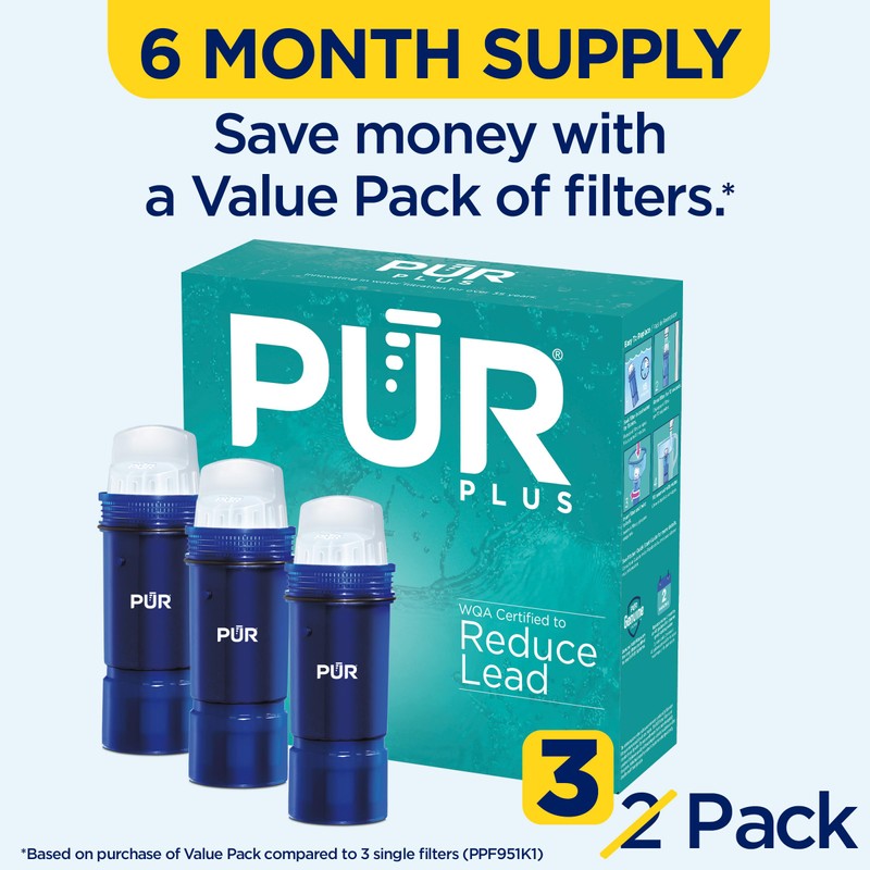 PUR Plus Water Filter Replacement for Pitchers & Dispensers, 6-Month