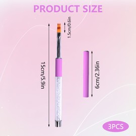 Qiyuda 3pcs Ombre Nail Brush Art, Gel Builder Brushes with Rhinestone Handle