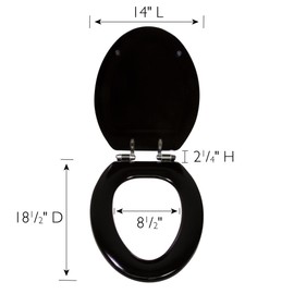 Dalton Wooden Elongated Soft Close Toilet Seat, Black, Quick Release, Easy to Install – Design House, 560235-BLK