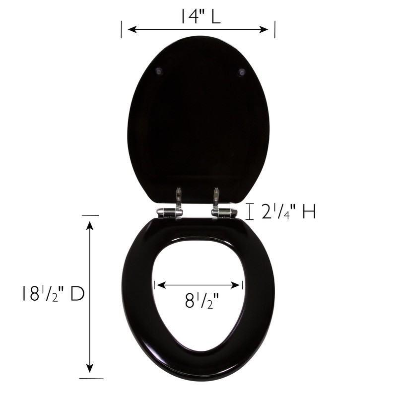 Dalton Wooden Elongated Soft Close Toilet Seat, Black, Quick Release,