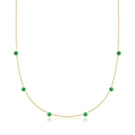 Pure Collection by Ross-Simons 0.50 ct. t.w. Bezel-Set Lab-Grown Emerald Station Necklace in 18kt Gold Vermeil. 16 inches