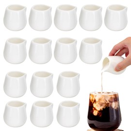 WENLISELL 15 PCS Milk Jug Small, 50ml Mini Creamer Jugs Serving Pitcher, White Milk Jugs for Coffee, Milk, Sauces, Kitchens, Home