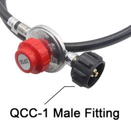 Joywayus Regulador ajustable de 0 a 20 PSI con manguera de propano de alta presión QCC1/Type1 de 5 pies, se adapta a quemador de propano, freidora de pavo, ahumador, barbacoa, fogata