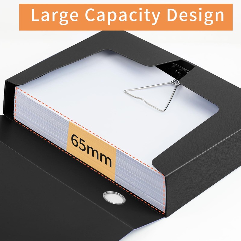 HUA JIE 2 Pack A4 Storage File Boxes Archives Case,65mm