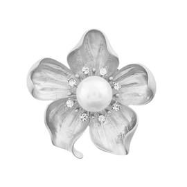 WCRAZYE Yellow Flower White Pearl Brooch for Women Girls Gold Autumn Flower Pins Autumn Fall Flower Broach for Mother Wife GF Wedding Bridal Bouquet Party Charm Flower Pin for Christmas Valentine's Day (Silver)