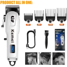Kemei232 Professional 0 Gapped Hair Clipper Trimmer Shaver Beard Cutting Machine - White