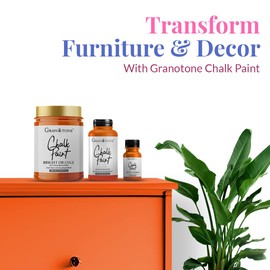 GRANOTONE Chalk Paint for Furniture | Matt-Finish Water-Based Acrylic Paint for Wood, Walls, Metal, Glass, Paper, Fabric Canvas | Maximum Coverage Chalk Paint for Kids & Adults, 250 Ml (BRIGHT ORANGE)