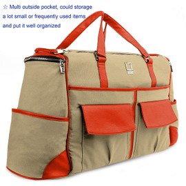 Duffle Bag Canvas Leather Weekender Overnight Travel Carry On Tote Bag with 15 In Laptop Compartment