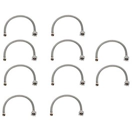 EZ-Fluid 16â Toilet Water Supply Connector, Braided Stainless Steel - 3/8â Female Compression Thread x 7/8â Female Ballcock Thread 16-Inch Toilet Water Connectors Hose (10-PACKS)
