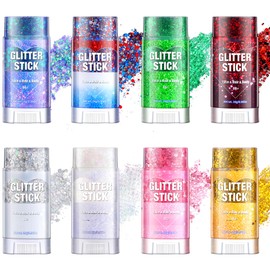 8pcs Glitter Stick, Face Glitter Stick,Sparkly Body&Hair Glitter for Kids