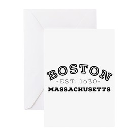 CafePress Boston Massachusetts Greeting Cards Folded Greeting Cards (10-pack) Matte