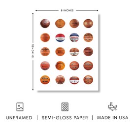 HAUS AND HUES Sports Room Decor for Boys Bedroom - Basketball and Football Decor for Teens, Cool Sports Poster for Game Room (Basketball, 8x10, Unframed)