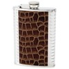 8oz Stainless Steel Flask with Brown Faux Leather Wrap