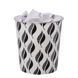 JVL Small Leaves Waste Paper Bin, 24.5cm x 26.5cm Approx, Black and White, One Size