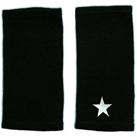 Tattoo Concealed Elbow Support Star Embroidery White 2 Piece Arm Cover, Black