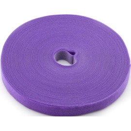 Saisn Reusable Fastening Tape Cable Ties 3/4 Inch Double Side Hook Roll (25 Yard, Purple)