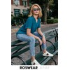 roswear Vaqueros ajustados elásticos de tiro medio y dobladillo deshilachado