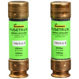 Bussmann Series FRN-R 60 Amp Fuse, 250 Vac and IR 200 kA /125 Vdc and IR 20 kA, Retail Pack - 2 Pieces