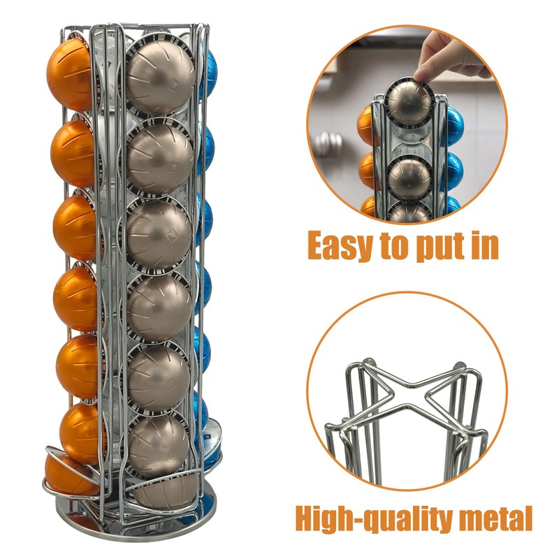 Meelio Coffee Vertuo Pod Holder Carousel Stand for 28 Nespresso
