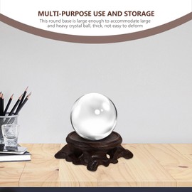 HOMSFOU Wood Crystal Holder Crystal Ball Display Stand Wood Base Sphere Globe Stone Holder Quartz Ball Orb Holder Egg Base Hollow Stand Decoration for Wood Craft Decoration 8X3cm